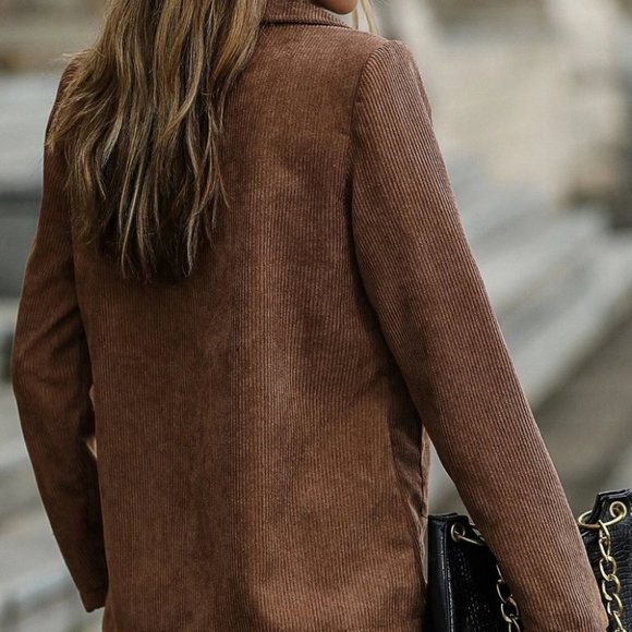 brown corduroy coat boho casual streetwear - Picture 5 of 6